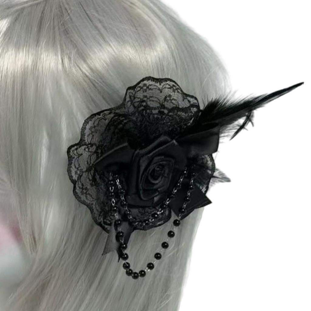 Elegant Flapper Fascinator Beaded Lace Rosette Headpiece for Special Event Wedding Engagement Headwear Hair Styling