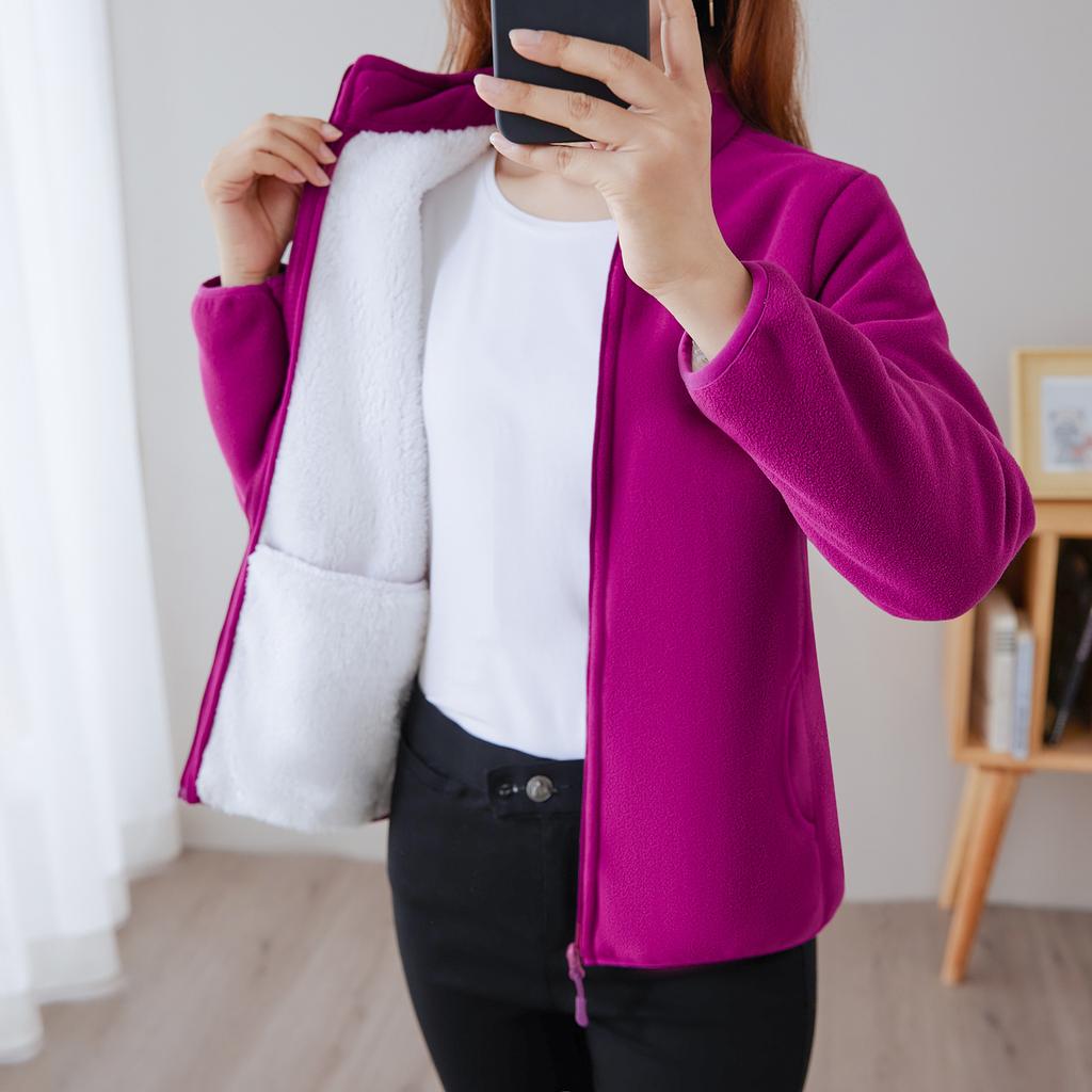 Women's Fleece Jacket for Autumn and Winter, Thickened Fleece Warm Coat, Double-sided Fleece Top