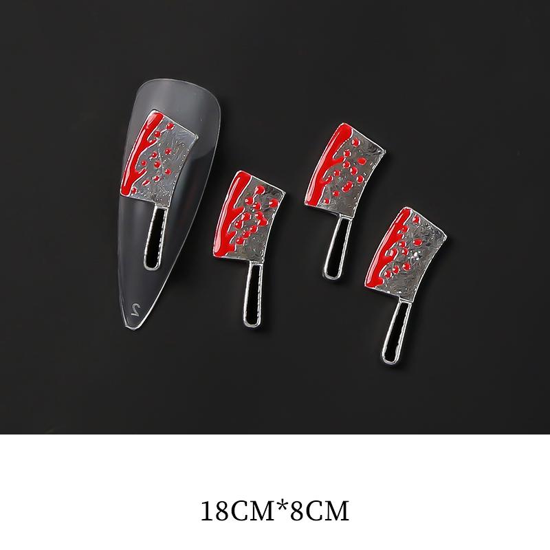 10 шт., искусственный нож с кровью, Хэллоуин, 3D подвески для ногтей, панк, металлический сплав, сделай сам, украшения для ногтей, маникюр, украшение для ногтей
