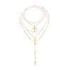 Lacteo 4 Pcs/Set Bohemia Imitation Pearl Choker Necklace Women Vintage Creative Gold Color Cross Pendant Necklace Charm Jewelry