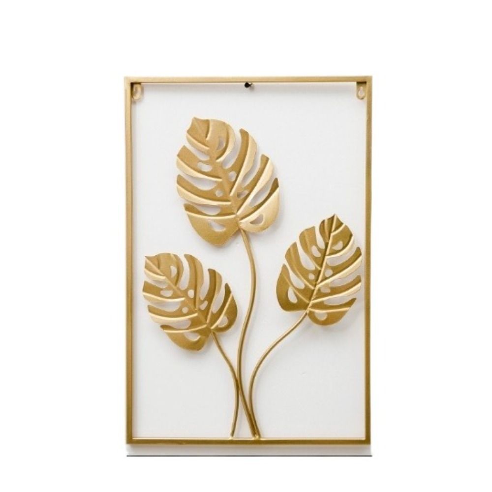 Настенное украшение в форме листа Золотые металлические подвески Новые декоративные настенные полки Гостиная