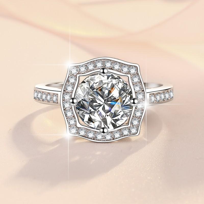 Кольцо с муассанитом цвета S925, женское кольцо из стерлингового серебра 925 пробы, кольцо 1/2 карата, обручальное кольцо с бриллиантом, обручальное кольцо, подарок для подруги