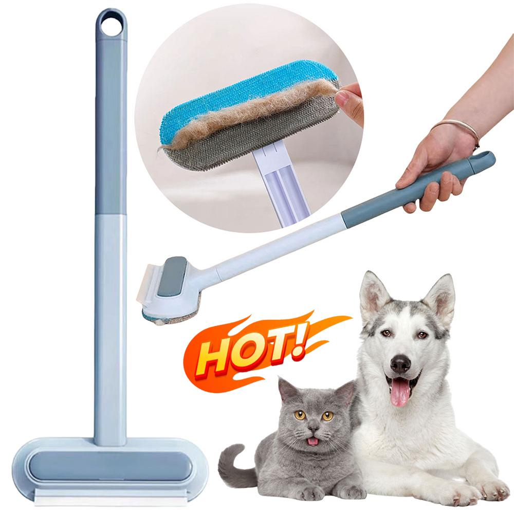 Pet Hair Remover Brush Long Handle Window Cleaning Brush Pet Fur Cleaning Tool Manual Cat Dog Hair Remover Brush with Squeegee