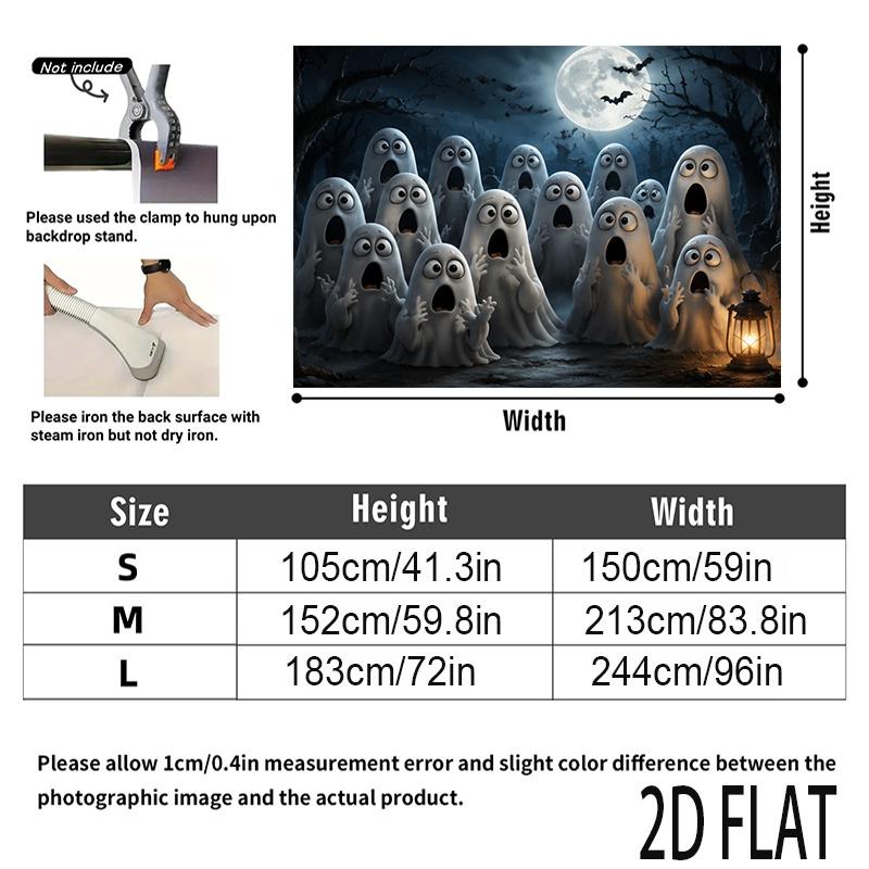 2D Flat Banner 2D Flat Banner - 2D Flat Banner 2D Flat Banner - 2D Flat Banner 1pc Polyester Backdrop Banner - Spooky Ghost White Theme