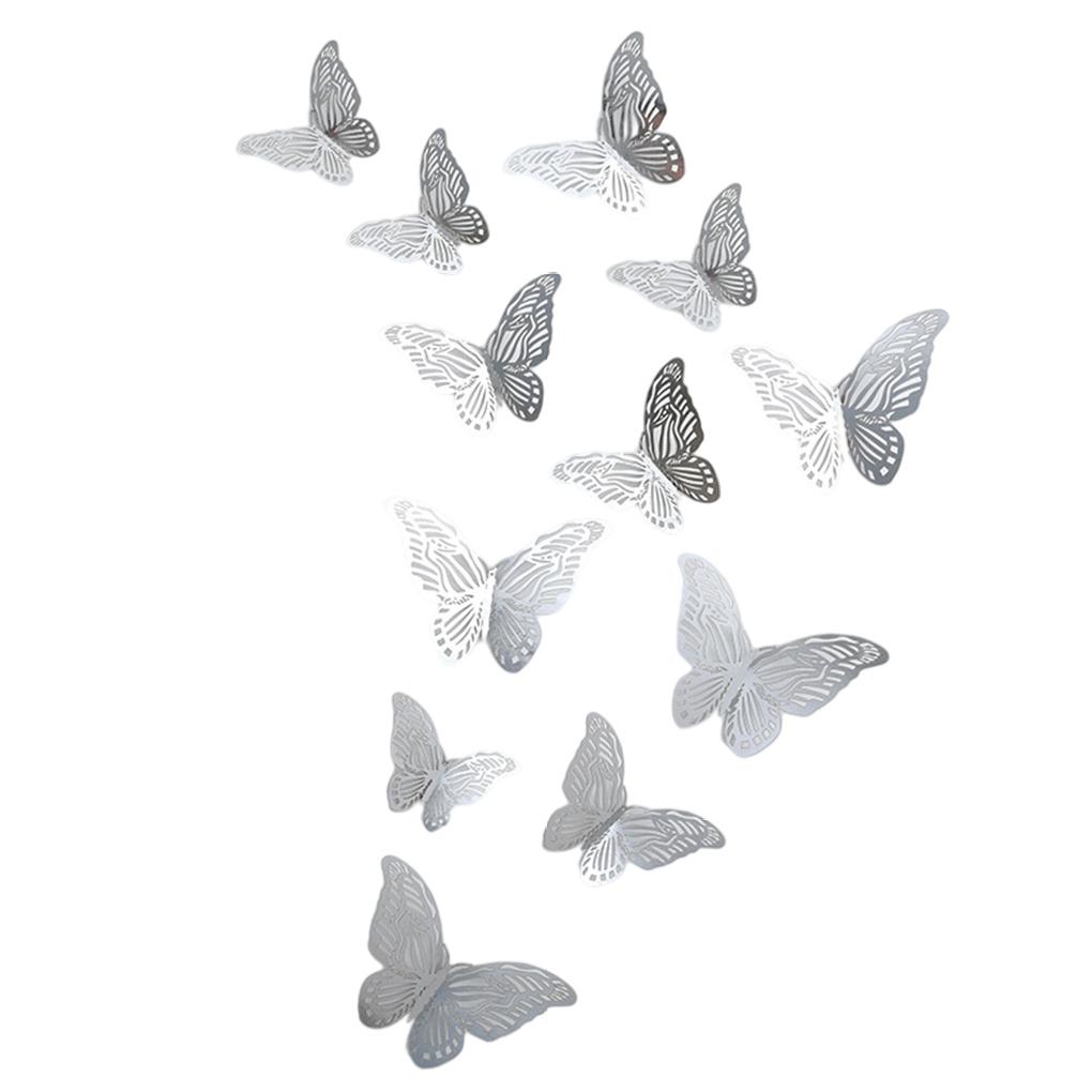 Pack of 12 3D Hollow Paper Wall Sticker Household Living Room Decoration Decal Kit Festival Wedding Party Decorative