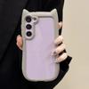 S25Plus Милый прозрачный чехол с 3D кошкой для Samsung Galaxy S25 S23 S24 Plus S25 Мультяшные ушки Бампер Ударопрочный Жесткая задняя крышка