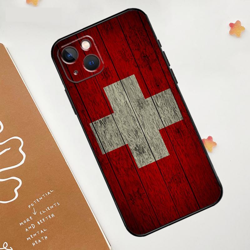 Switzerland Swiss Flag Case For Apple iPhone 15 16 14 13 12 11 Pro Max Mini XR 15 16 Plus 16e Protective Cover