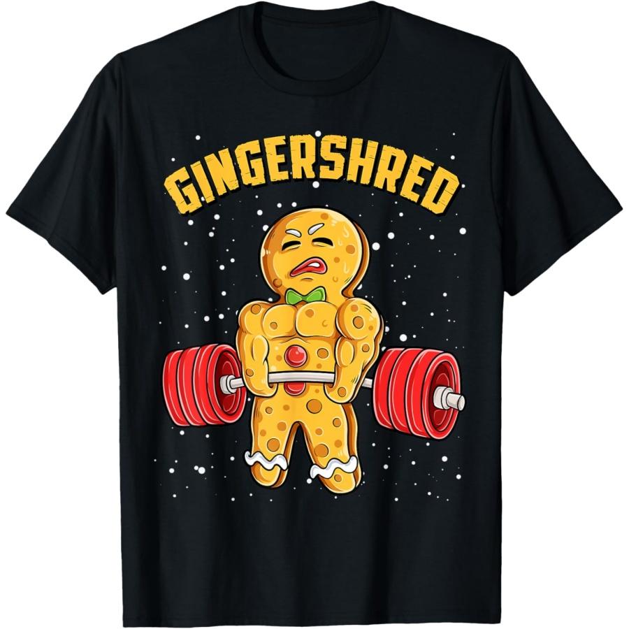 Gingershred Смешной Пряничный Человечек Фитнес Бодибилдинг Рождественская Футболка
