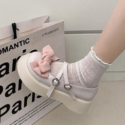 С юбкой неглубокие одинарные туфли женские 2025 новые летние черные банты с круглым носком японские jk маленькие кожаные туфли на толстой подошве