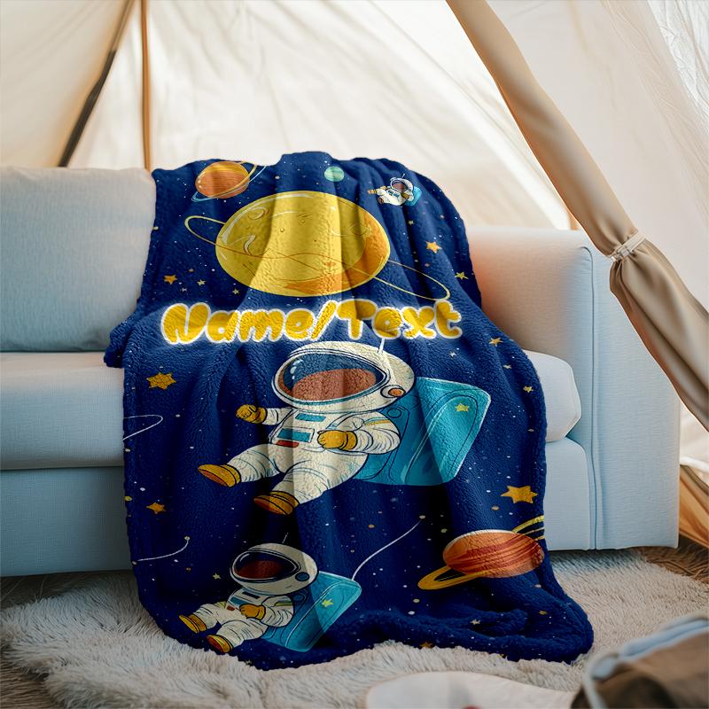 1PC Custom Name Space Adventure Journal outdooor Flannel blankets Throw Blanket All-Season Throw Gift Bedspread for Couch, Bed, Camping Holiday Birthd