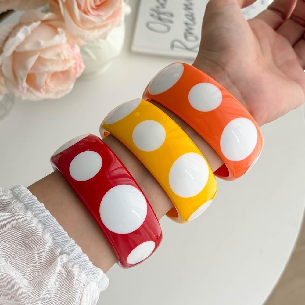 Colored Resin Bracelets Polka Dot Cuff Bracelet for Women Girls Minimalist Jewelry