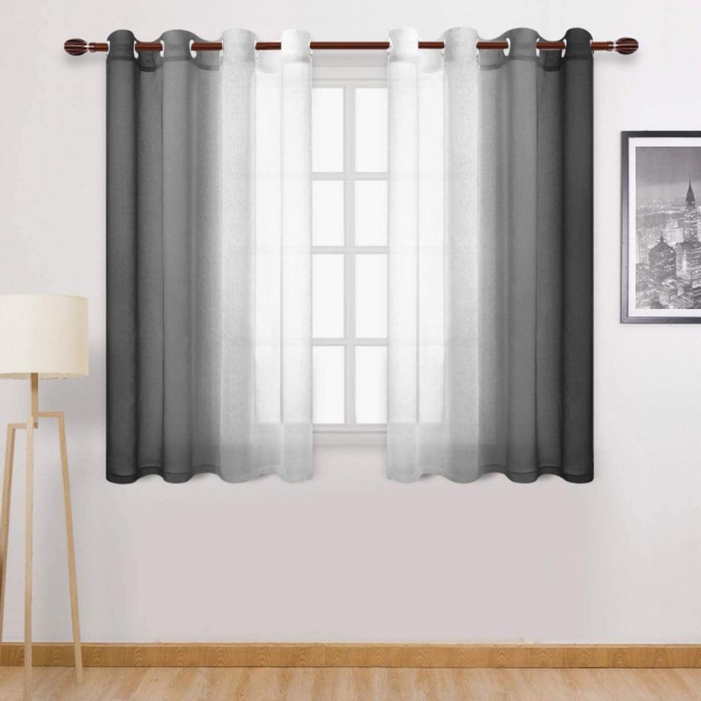 Faux Grommet Light Filtering Semi Sheer Gradient Window Curtain