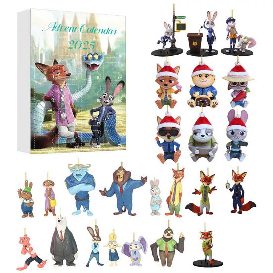 Адвент-календарь 24-дневный праздничный обратный отсчет с 24 акриловыми мультяшными фигурками животных, подарки на тему аниме для детей, взрослых, фанатов