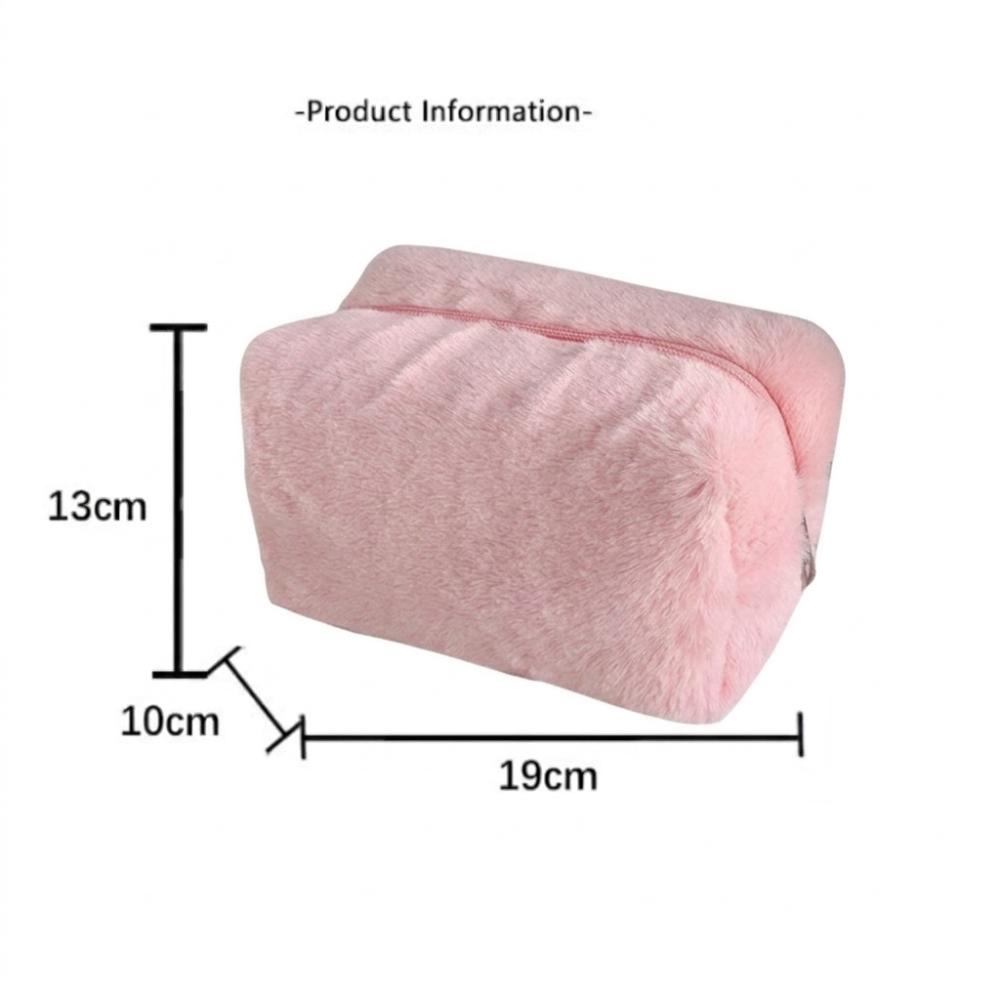 Rectangular Shape Plush Pencil Case Plush Fabric Handheld Cosmetic Bag Lady Daily Carry