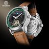 Мужские часы Топ Бренд Роскошные Турбийон Механические часы Кожаные Водонепроницаемые Автоматические Скелетоны