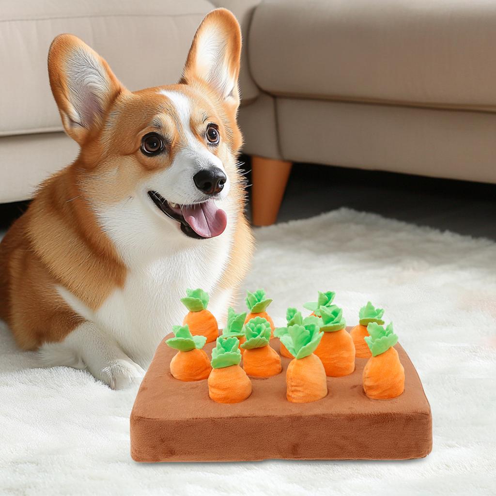 Dog Carrot Plush Toy Interactive Dog Voice Toys with Non-Slip Bottom Cute Dog Carrot Patch for Aggressive Chewers Pet