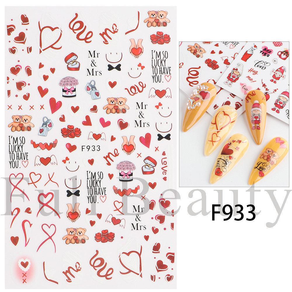 Nail Art Stickers, Romantic Valentine'S Day Love Cartoon Panda Love Adhesive Nail Stickers