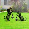 Solar Outdoor Courtyard Light Iron Cat Ground Insertion Atmosphere LED Light Decoration - Hollow Cat (Two Pack)