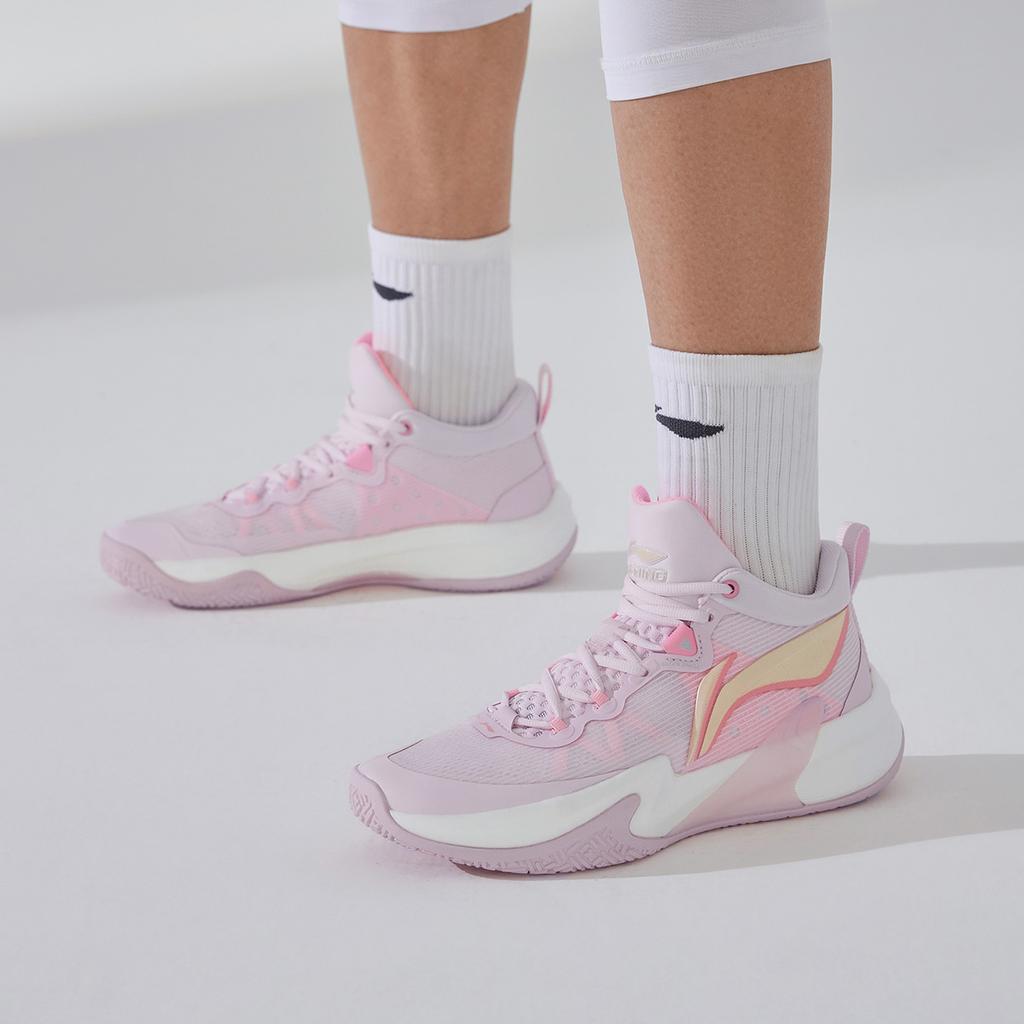 Li-Ning Lightweight Synthetic Leather Shock Absorbing Non-Slip Durable Low-Top Basketball Shoes Men Sneakers Pink ABAS041-2