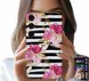 Etui Do Samsung Galaxy A13 5G - Kwiatki W Czarno - Białe Paski Wzory