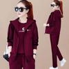 Spring and Autumn Casual Sportswear Set Sweater Large Size Vest Three-piece Cardigan Women's Suit