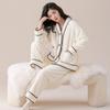Minimalist Temperament Pajamas for Women In Autumn and Winter, Coral Velvet Thickened and Plush, Warm Winter Flannel Home Clothing Set