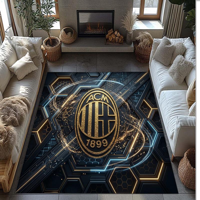 Фланелевый ковер с принтом AC Milan, нескользящий, мягкий, из полиэстера, для пола, декоративный коврик для спальни, гостиной, дивана, игровой комнаты, домашний декор