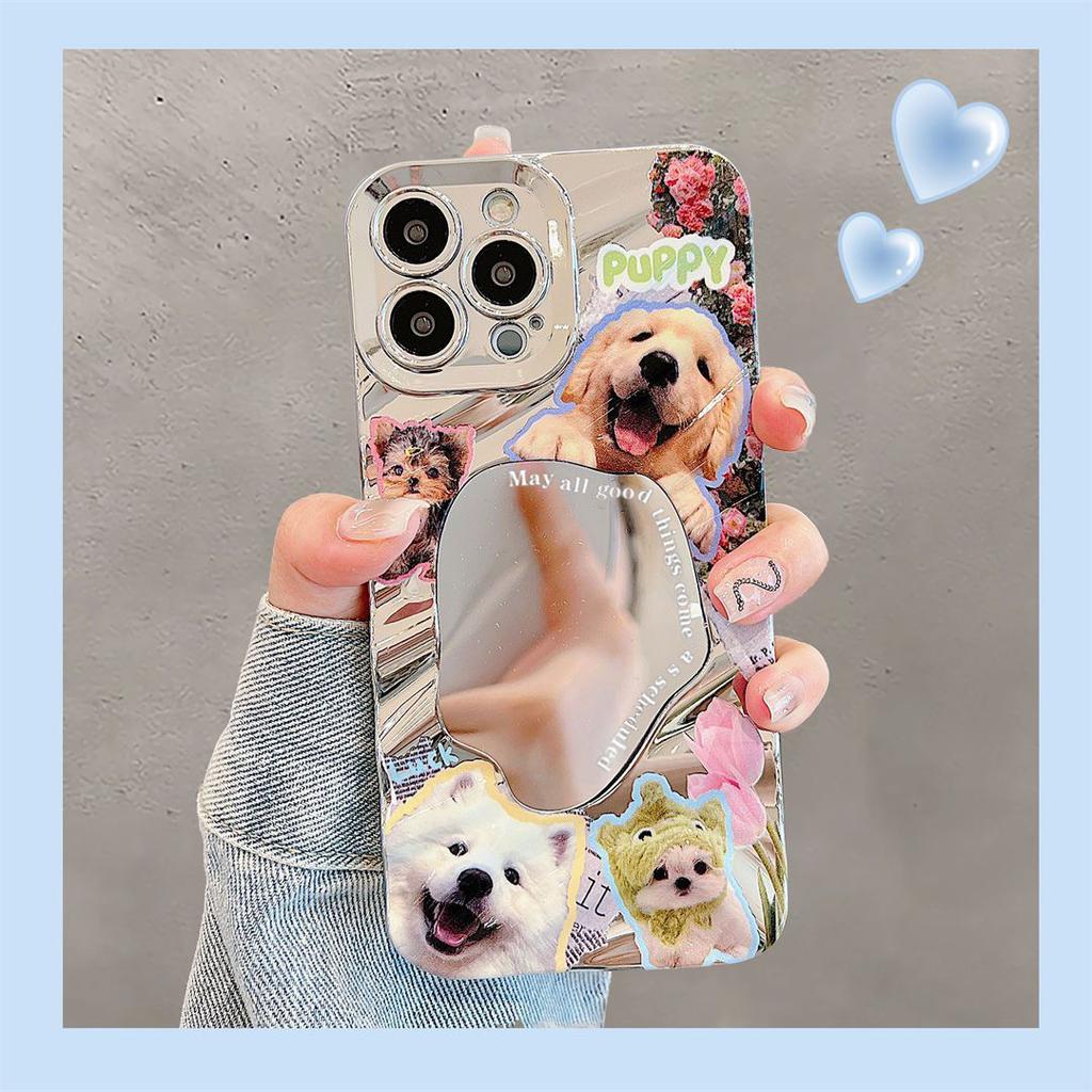 Роскошный чехол для телефона Make UP Mirror Wave для iPhone 13 11 16 Pro Max 14 15 12 16promax 15promax с рисунком собак, кошек и животных