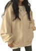 J.STORE Women's Half-Zip Hoodie, Oversized, Long Sleeves, Loose Fit, Stylish, Casual, Perfect for Fall/Winter, Beige, 5A-J10-BE