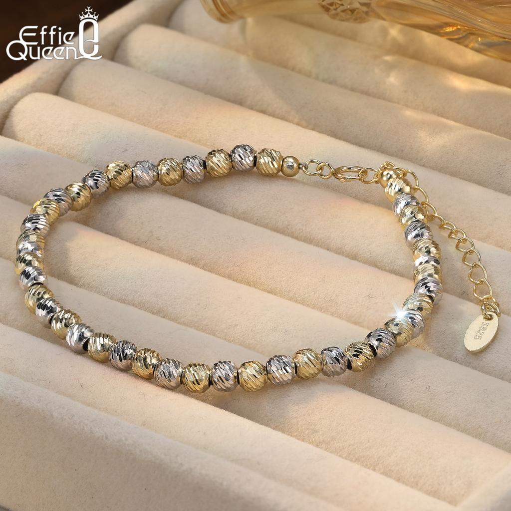 EFFIE QUEEN Браслет-цепочка с шариками из серебра S925, 4 мм, Роскошные ювелирные изделия для женщин и мужчин, Изящный браслет с бусинами, Браслет на руку, Подарок GAB03