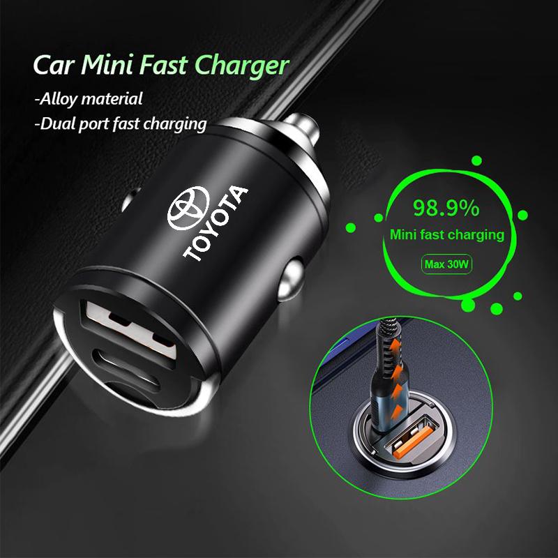 LATE7 Car Cigarette Lighter Charger QC3.0 USB Type C Phone Fast Charging For Toyota Corolla Yaris Camry Prius RAV4 CHR Hilux Avensis