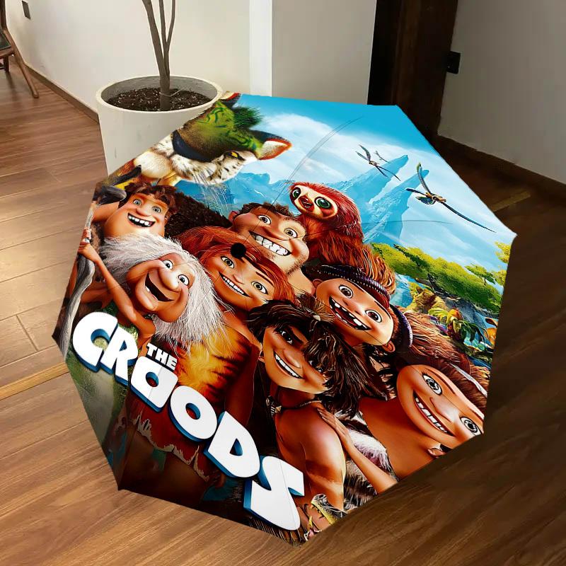 1pc The Croods Automatic Open/Close Umbrella Compact Folding Umbrella with 8-Rib Shaft lightweight esign, for Women/Men1227A