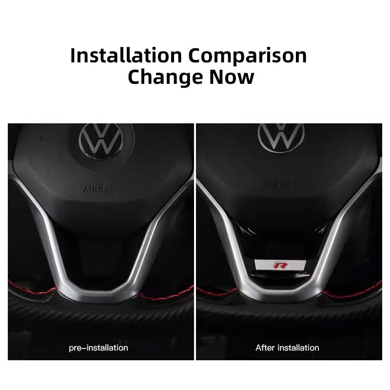 2026 New For VOLKSWAGEN VW ABS Metal R Rline Emblem Car Steering Wheel Decoration Sticker For Volkswagen R-Line GTI Polo Golf Pa
