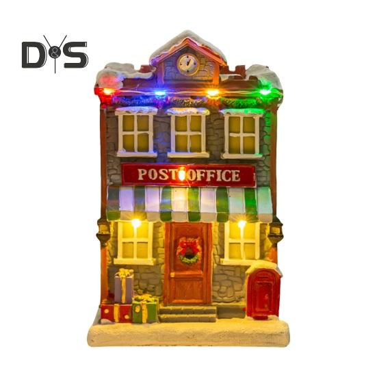 Фигурка в виде рождественского домика, освещенная деревенским домиком с музыкой, светодиодная подсветка на батарейках, смоляная столешница, центральный элемент для рождественского украшения