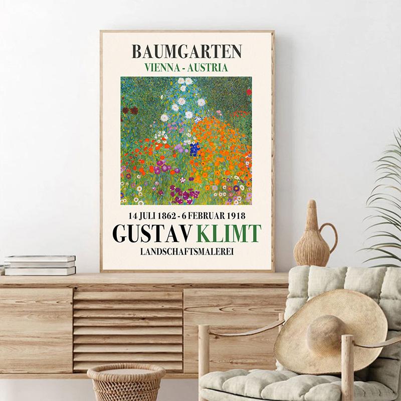 Густав Климт Художественная коллекция Цветочный сад Парк Плакат Печать Холст Картина Классическое настенное искусство для гостиной Домашнее украшение