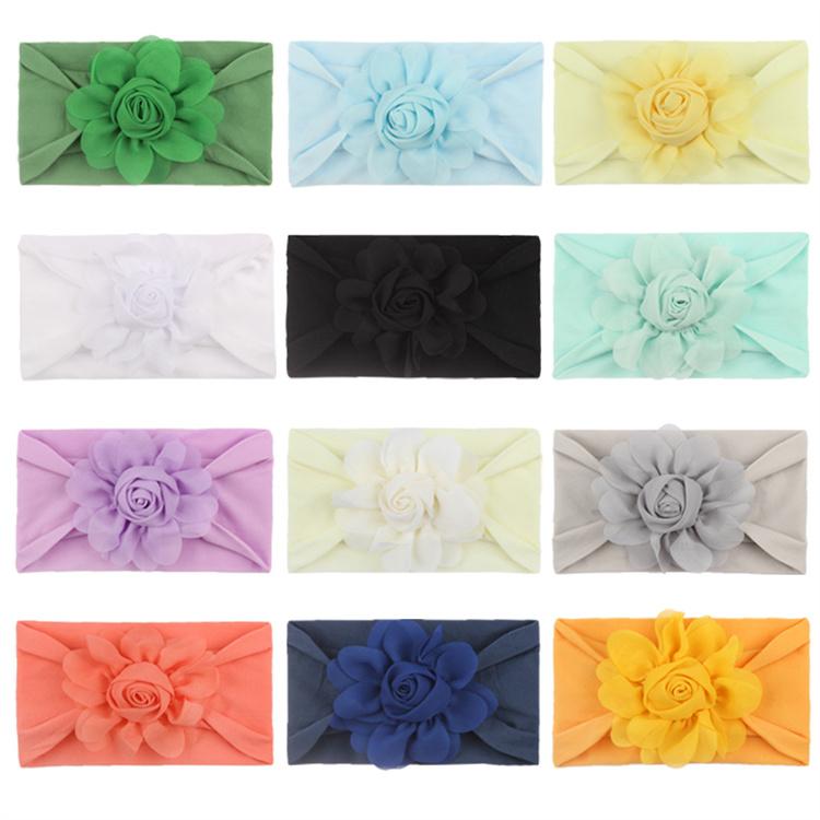 New Children's Hair Band Rose Bract Nylon Soft Elastic Combination Baby Hair Band Baby Hair Accessories