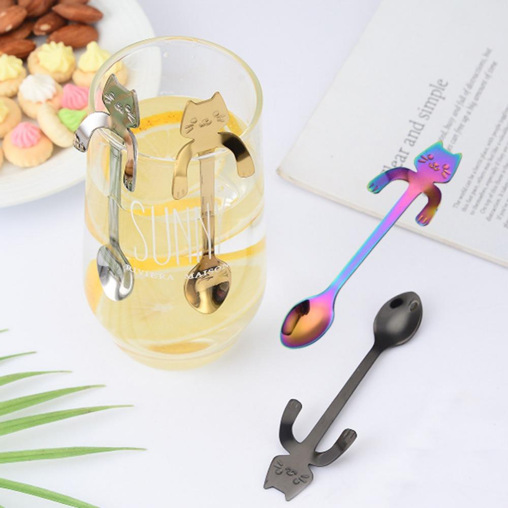 Steel Long Handle Kitchen Gadget Flatware Teaspoon Dessert Spoon Stirring Spoons Coffee Spoon