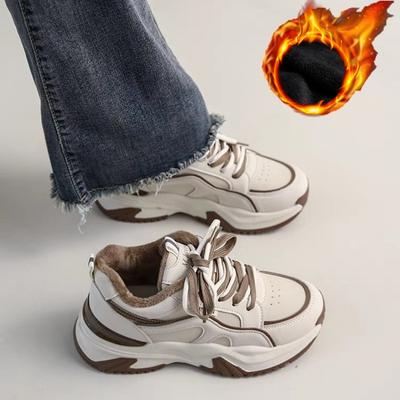 Зимние теплые хлопковые туфли с плюшевой подкладкой, спортивные повседневные женские туфли на толстой подошве