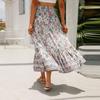 Женские юбки макси с цветочным принтом, летние платья-трубы, длинная плиссированная пляжная юбка А-силуэта