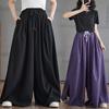 Dimanaf 2024 Summer Plus Size Women Long Pants Trousers Loose Wide Leg Pants Casual Solid Vintage Large Size Casual Pants