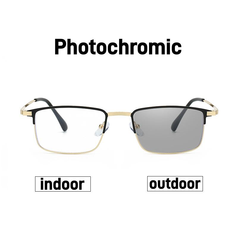 Business Square Frame Photochromic Myopia Glasses Men Women Fashion Anti Blue Light Color Changing Near Sight Eyeglasses Diopter