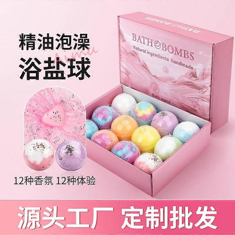 120g*6 Dinosaur Bath Salt Balls, Blue Box, 12 Balls, Fried Bath Salt Balls, Dried Flower Essential Oil Bath Balls, Exfoliating Bath Salts, Activated C