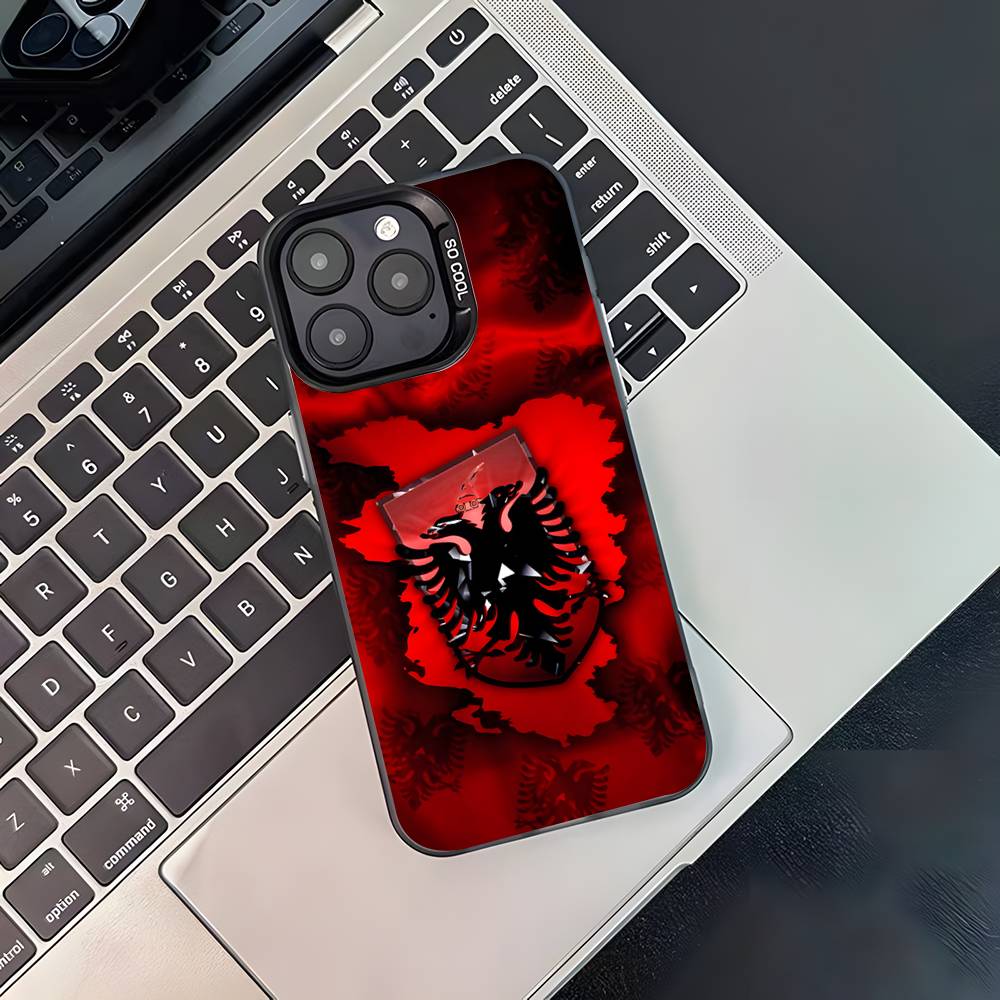 Чехол для телефона с флагом Албании A-Albanias для iPhone 17,16,15,14,13,12,11,Pro,XS,Max,Plus,Mini,SE4,E Черный Матовый Ударопрочный Чехол