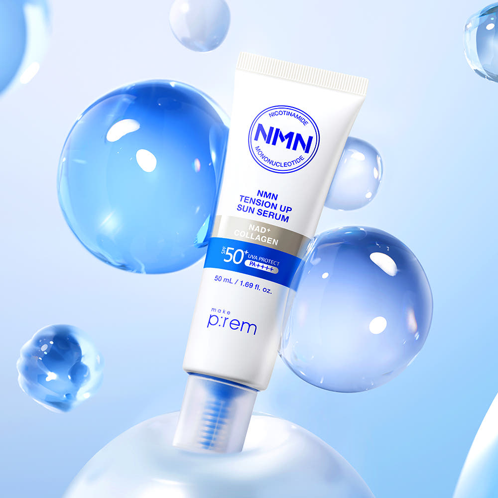MAKE P:REM PDRN Tone Up + NMN Firming Sun Serum Set 50ml x2 SPF50+ PA++++ Niacinamide Sunscreen