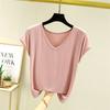 Женские летние футболки однотонные с V-образным вырезом базовая футболка модальная свободная футболка топы повседневная майка