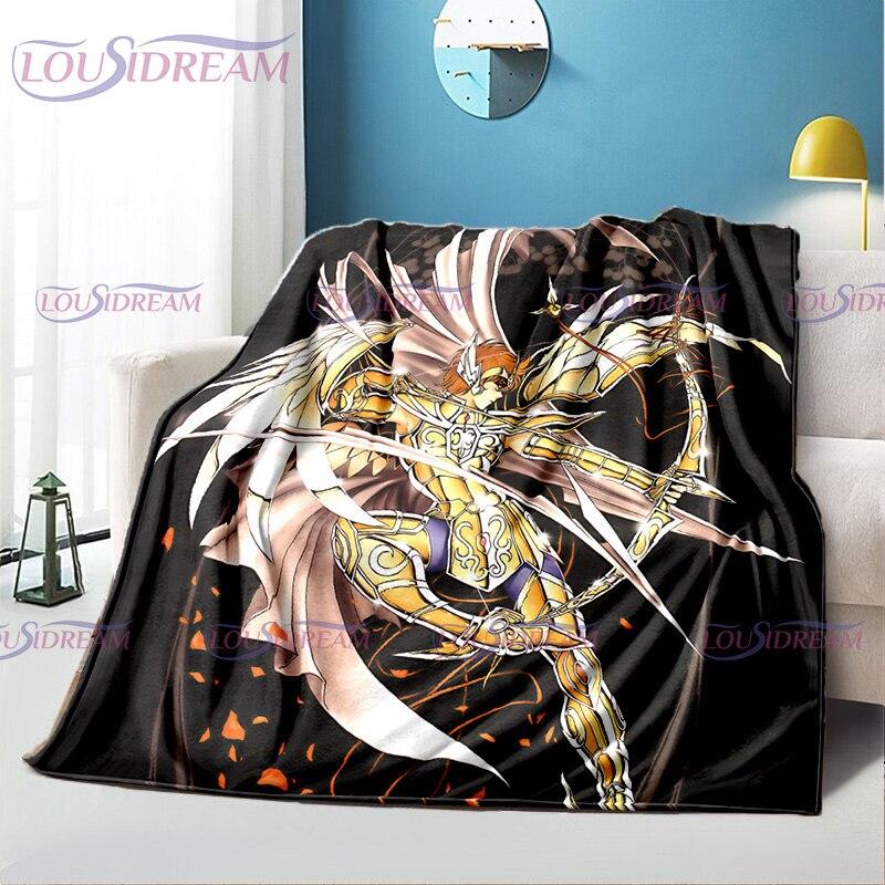 Одеяло с принтом аниме Saint Seiya, Мультяшное одеяло, мягкое и легкое фланелевое одеяло для дивана, детское постельное белье для гостиной