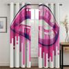 3D Sexy rainbow abstract art mouth girl Light Filtering Drapes Window Curtains for Living Room Bedroom 2 Pieces Decor