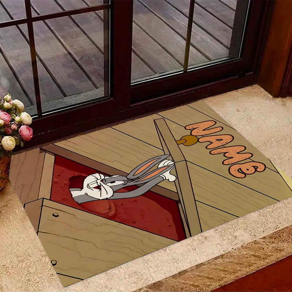 Looney Rainbow Friends Heartful Customizable Name Carpet Suitable for Game Room Decorate room Entryway Dining Room Anti-slip Rug Office home decor