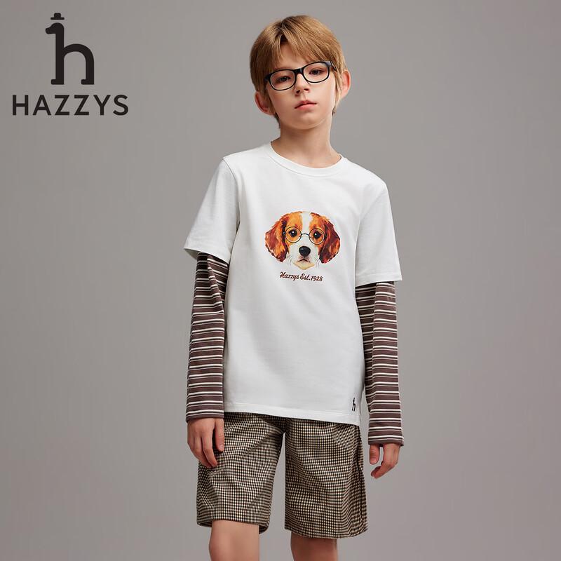 HAZZYS Мальчики 2026 Осень Футболка с длинным рукавом под двойку
