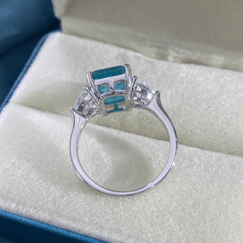 Gica Gema 100% стерлингового серебра 925 пробы, параиба, цирконы, драгоценные камни, кольца для женщин, сверкающие высокоуглеродистые бриллианты, свадебные ювелирные украшения